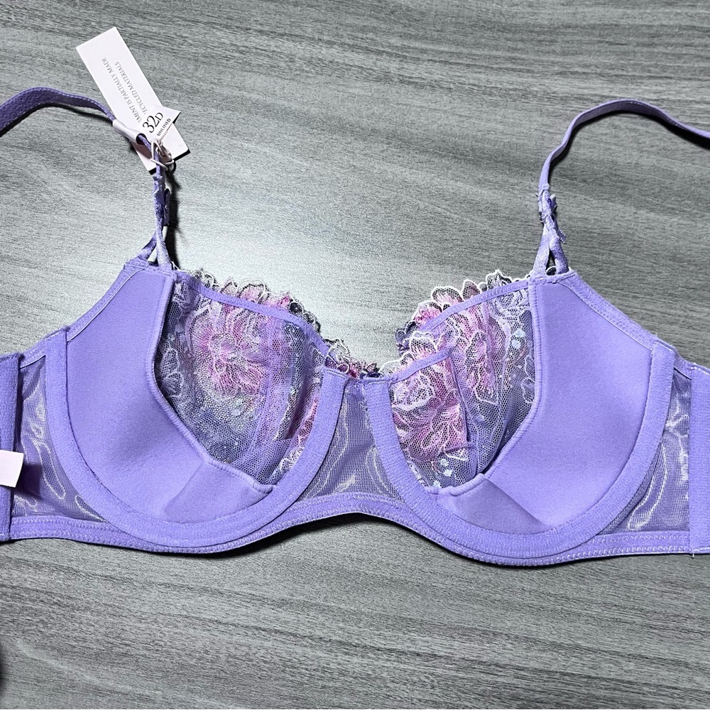 NWT Victoria’s Secret Unlined Demi Bra 32D Floral Lace Embroidery Bra - Picture 8 of 8